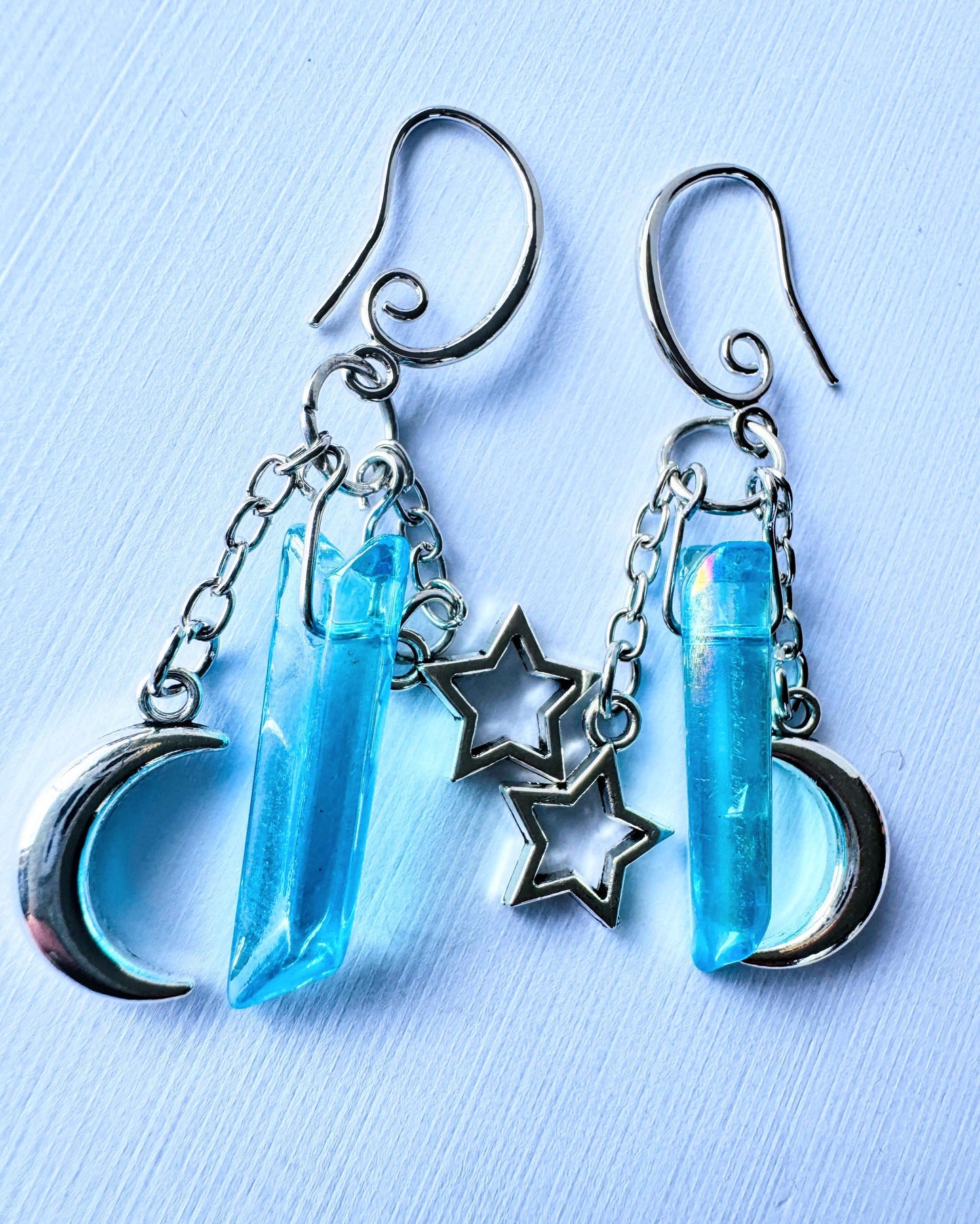 Crystal Star & Moon Earrings