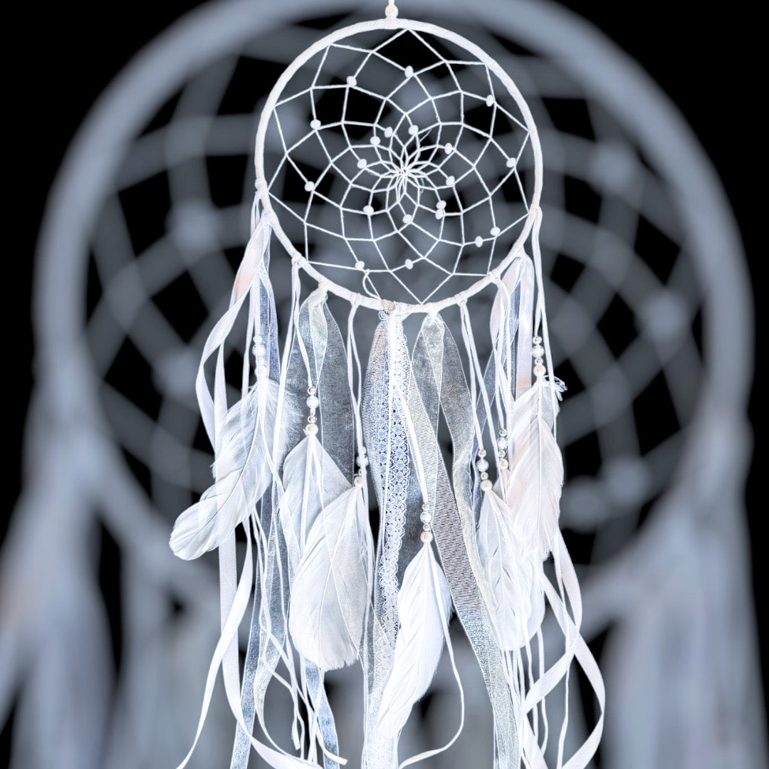 White Crescent Moon Dream Catcher