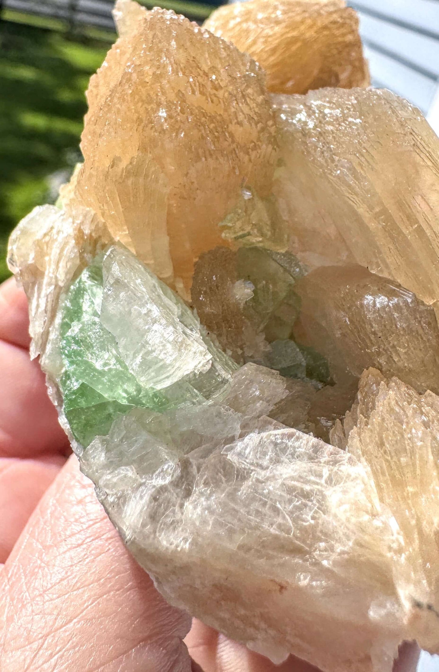 Apophyllite and Stilbite crystal cluster