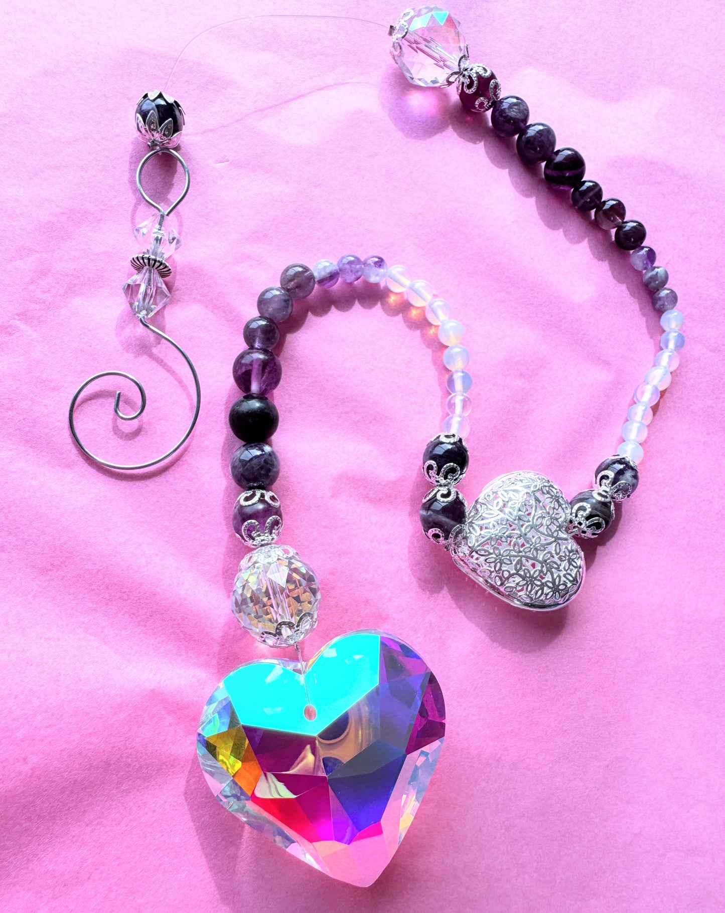 Crystal Bead Suncatcher Hearts