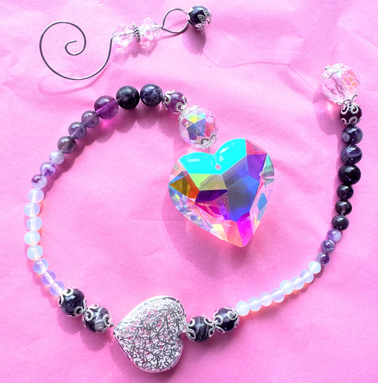 Crystal Bead Suncatcher Hearts