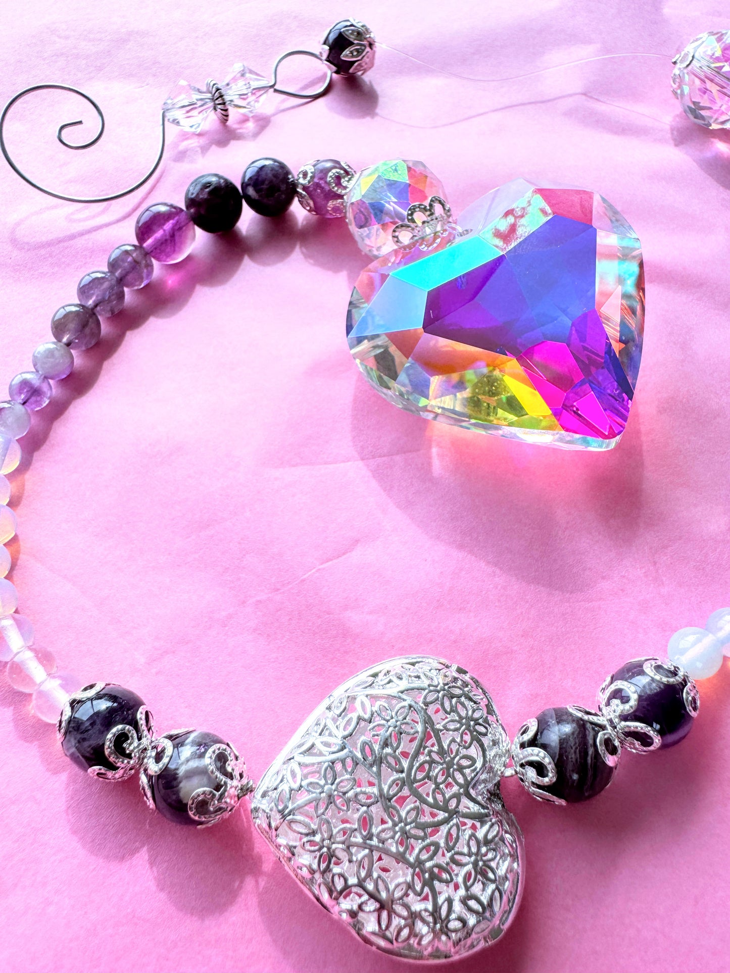 Crystal Bead Suncatcher Hearts