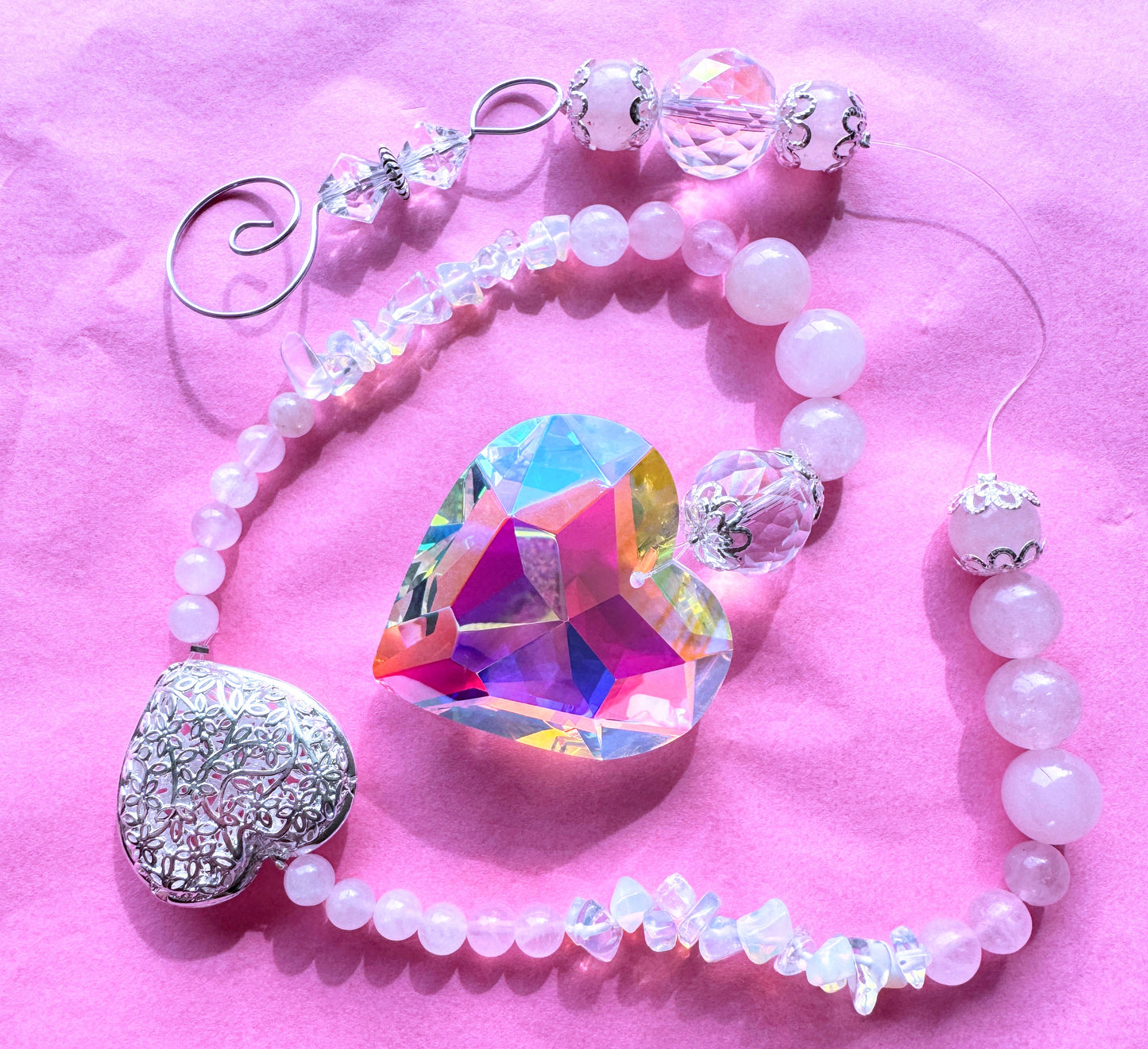 Crystal Bead Suncatcher Hearts
