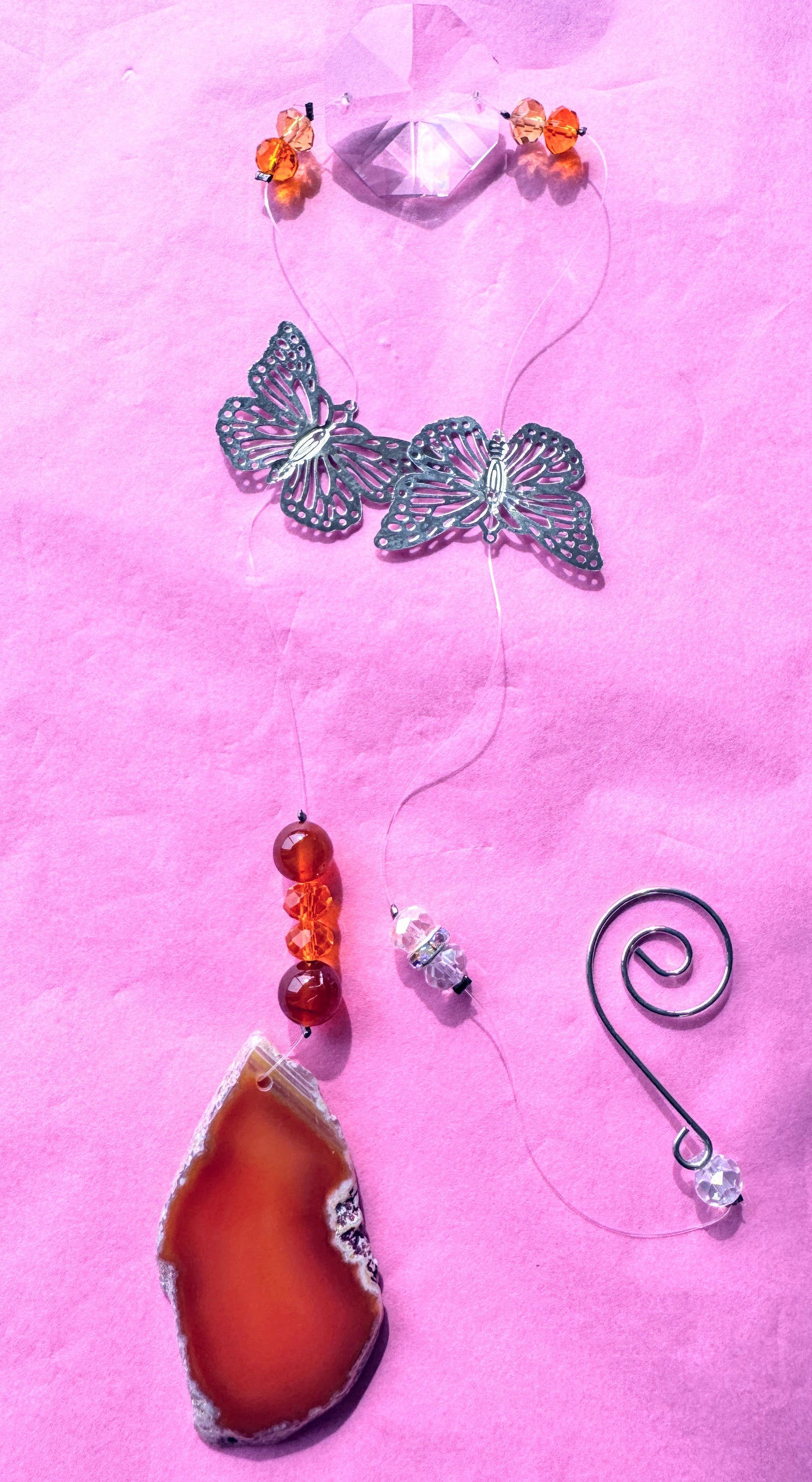 Agate Suncatcher With Butterfly.