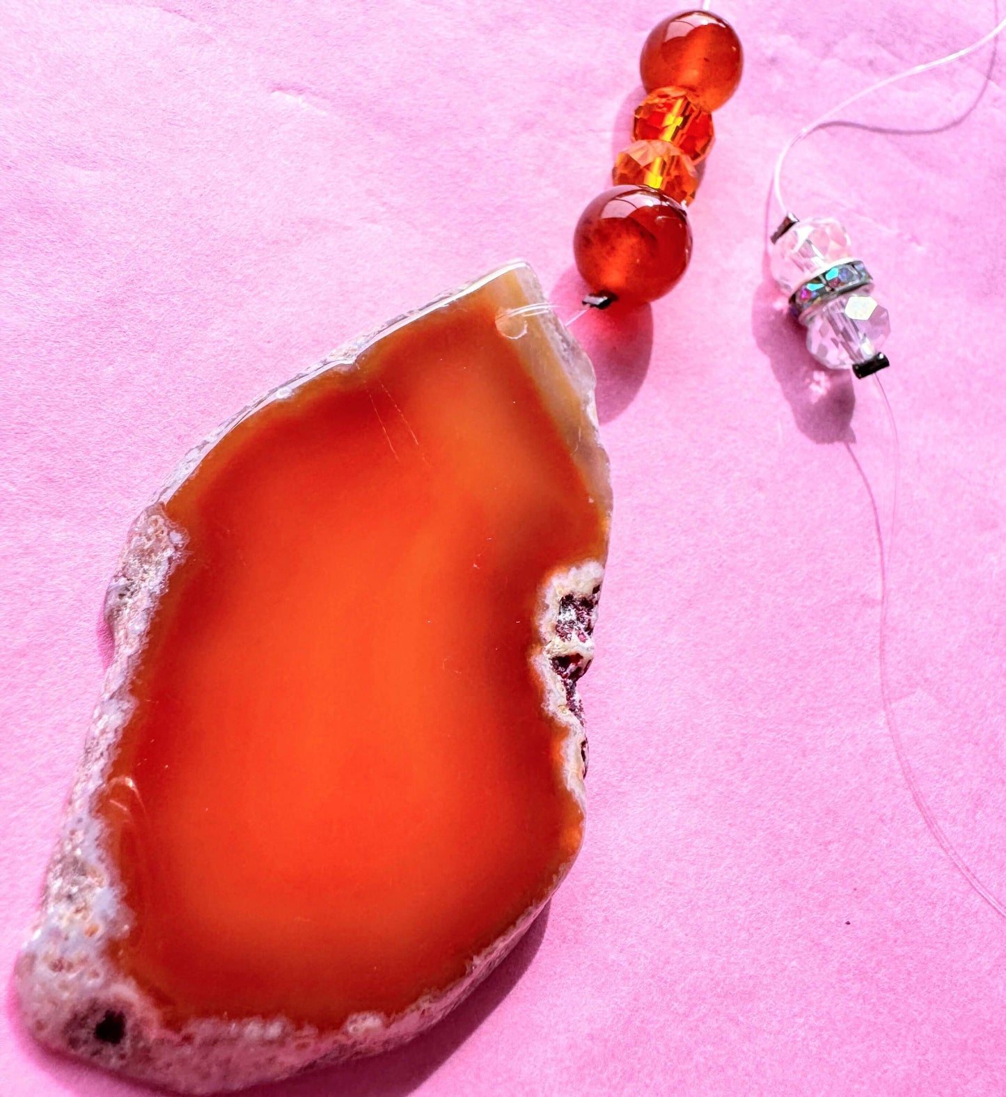 Agate Suncatcher With Butterfly.