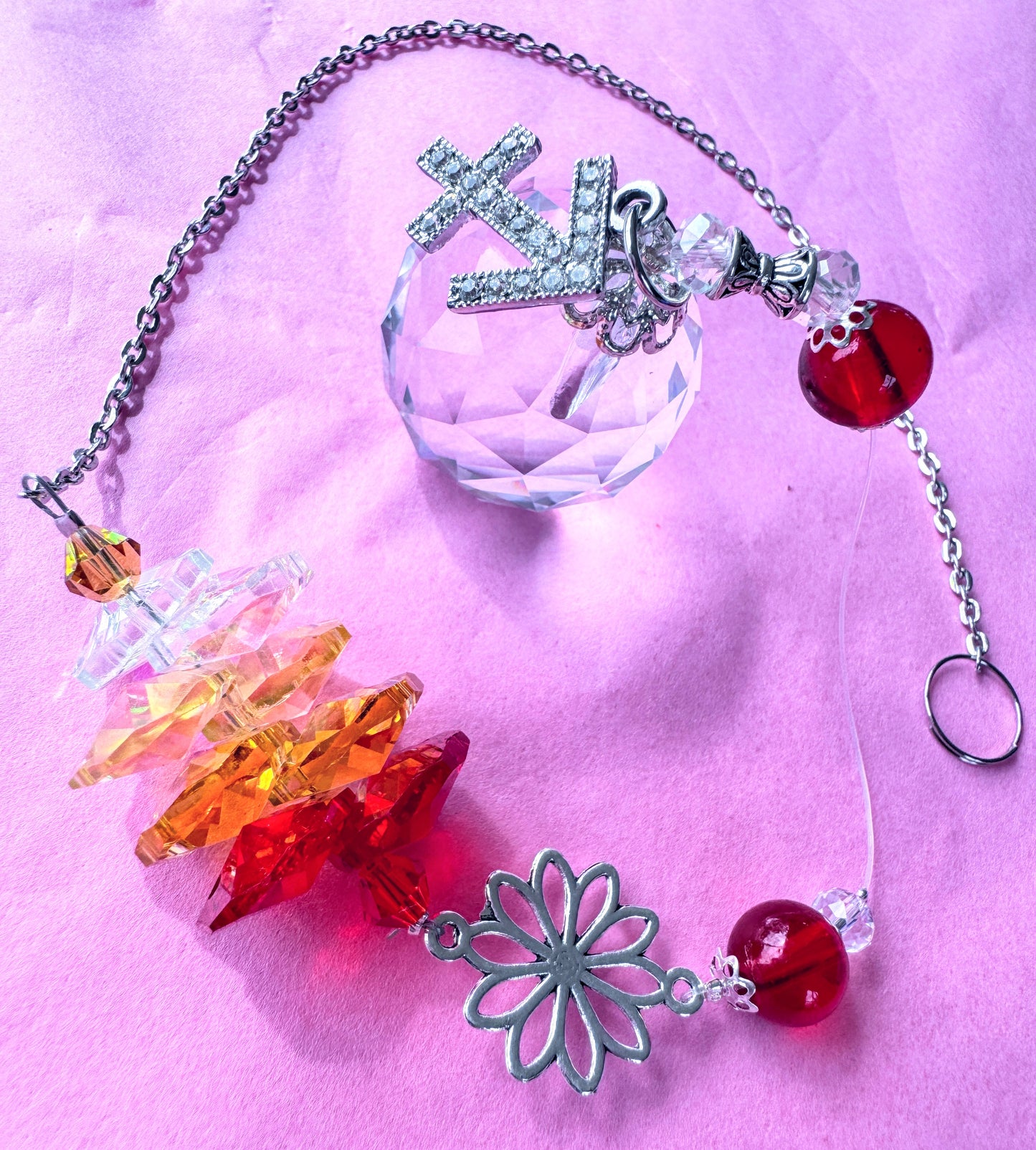 Flower Zodiac Suncatcher with charm.