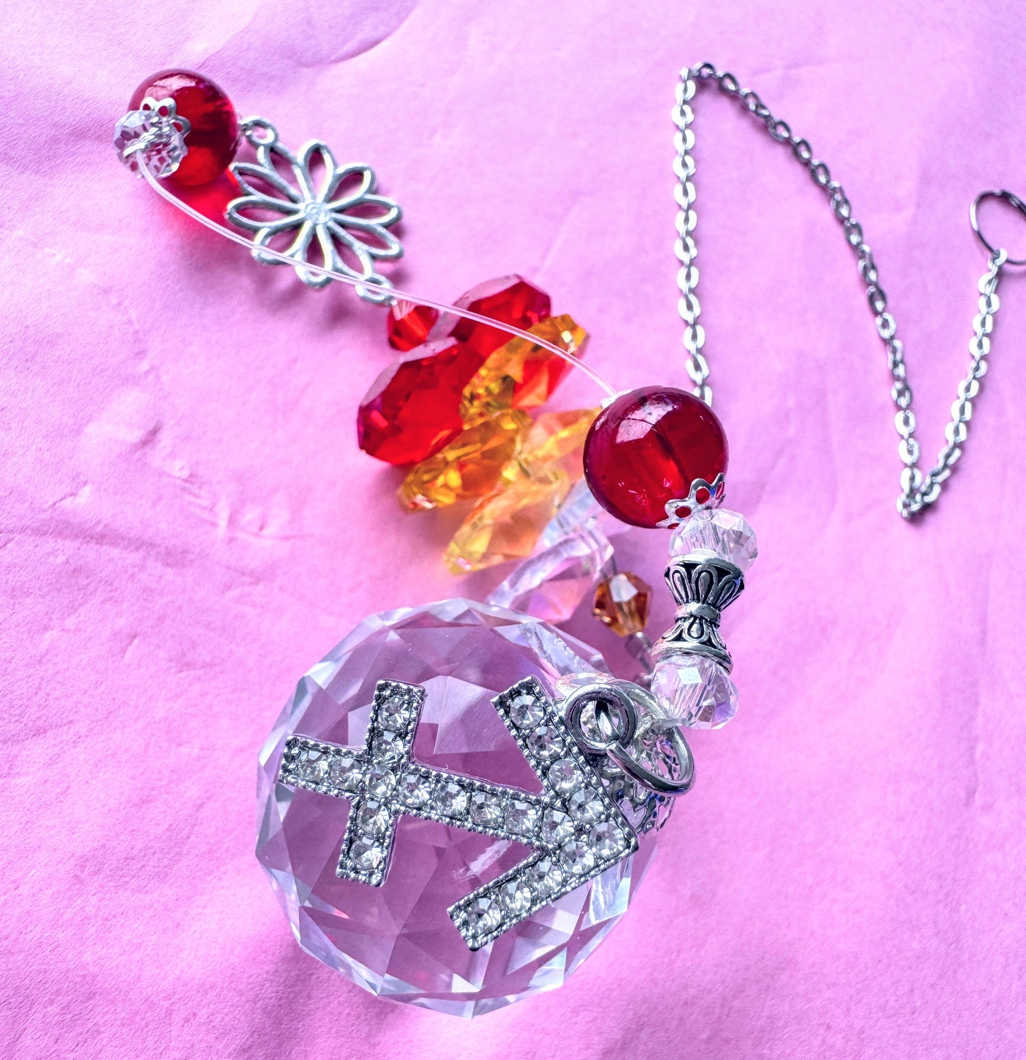 Flower Zodiac Suncatcher with charm.
