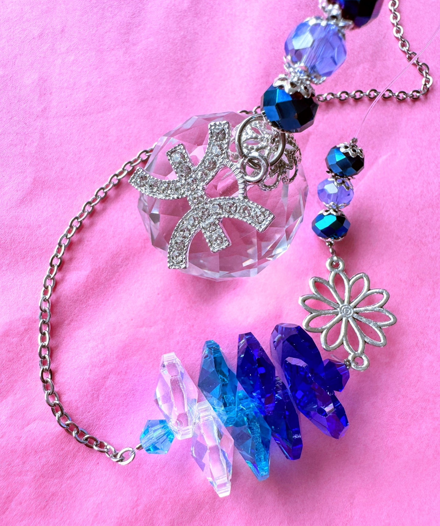 Flower Zodiac Suncatcher with charm.