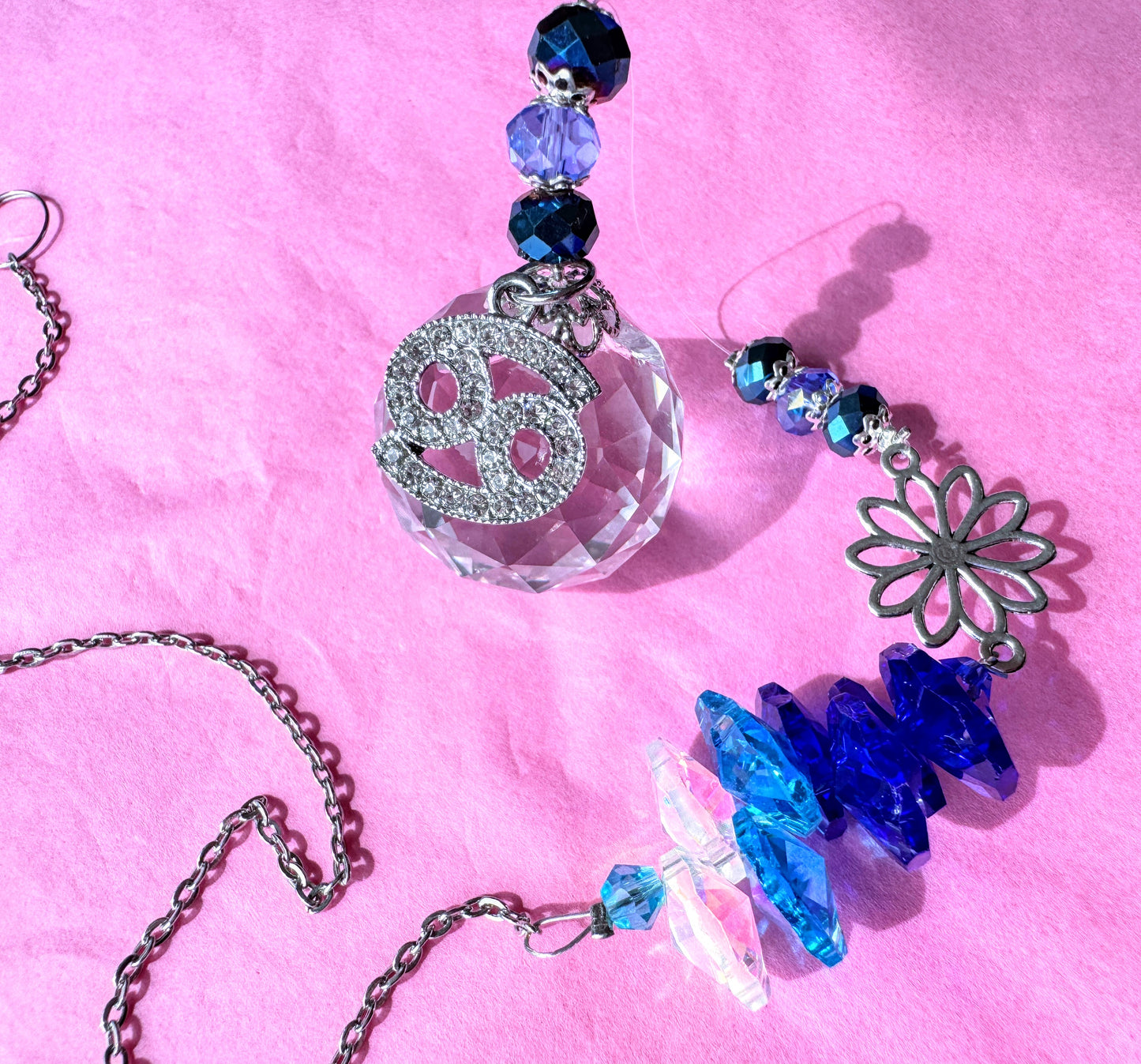 Flower Zodiac Suncatcher with charm.
