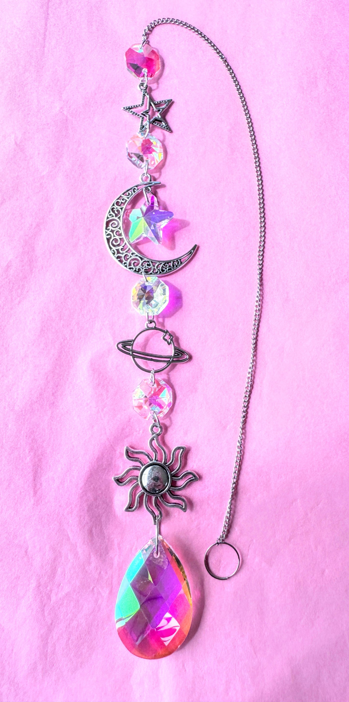 Iridescent Sun Moon & Stars Suncatcher