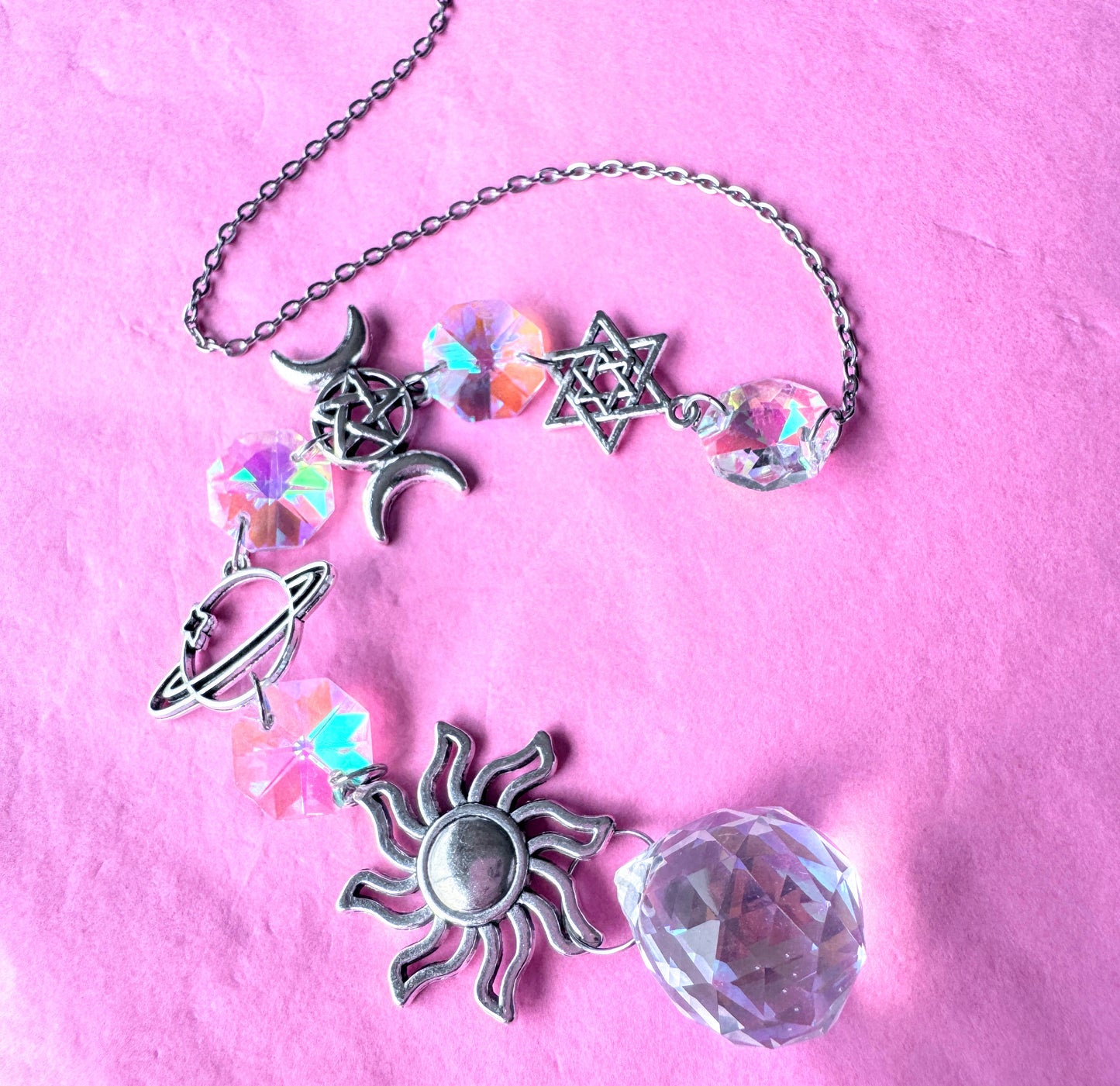 Iridescent Triple Goddess Moon Suncatcher.