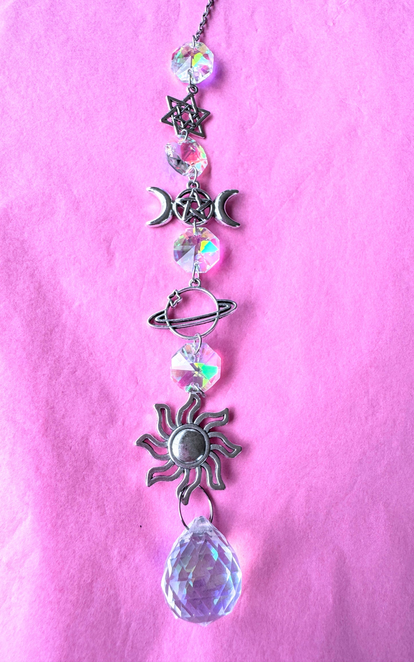 Iridescent Triple Goddess Moon Suncatcher.