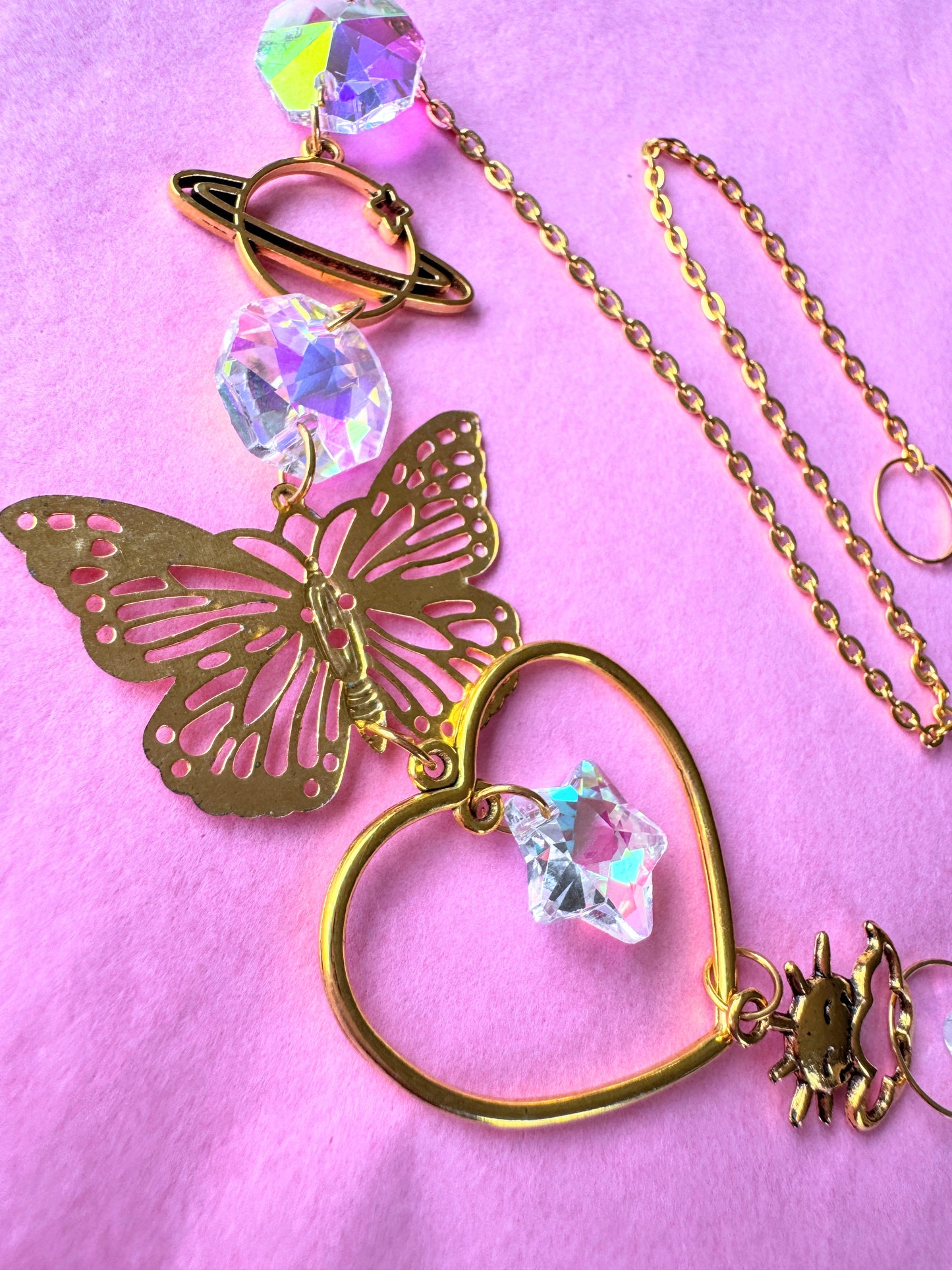 Iridescent Gold Heart Sun catcher.