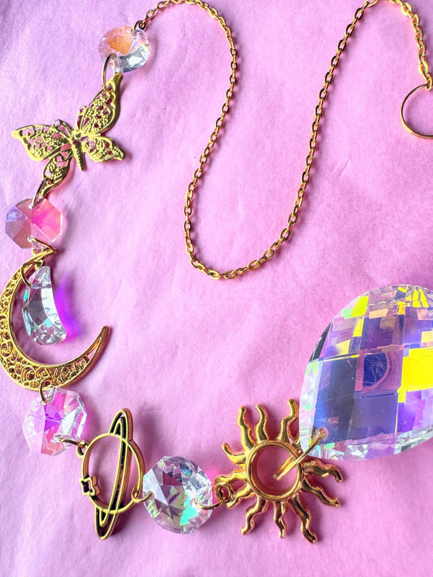 Gold Iridescent Sun & Moon Suncatcher