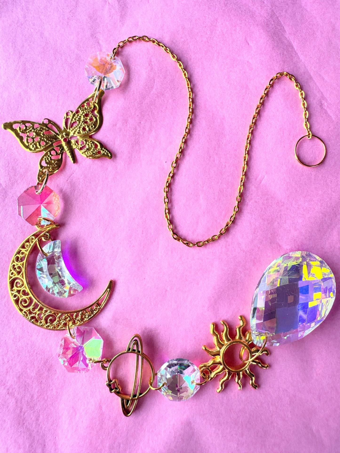 Gold Iridescent Sun & Moon Suncatcher