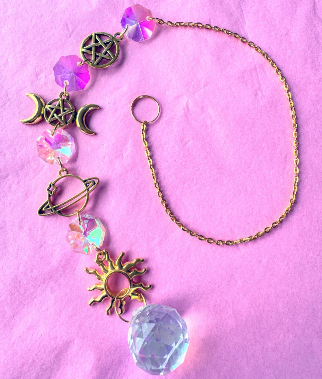 Iridescent Triple Goddess Moon Suncatcher.