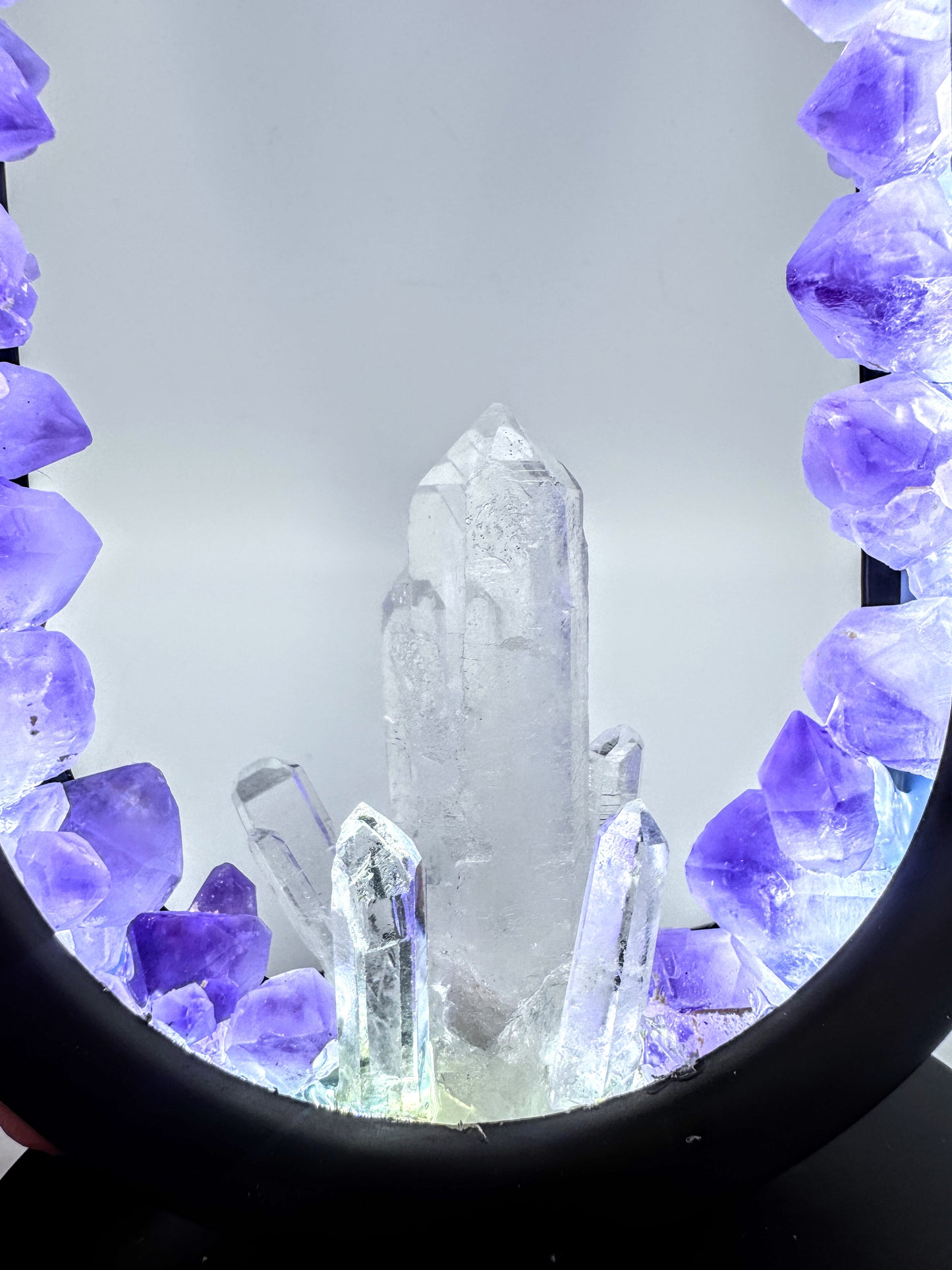 Amethyst Flower & Clear Quartz Lamp