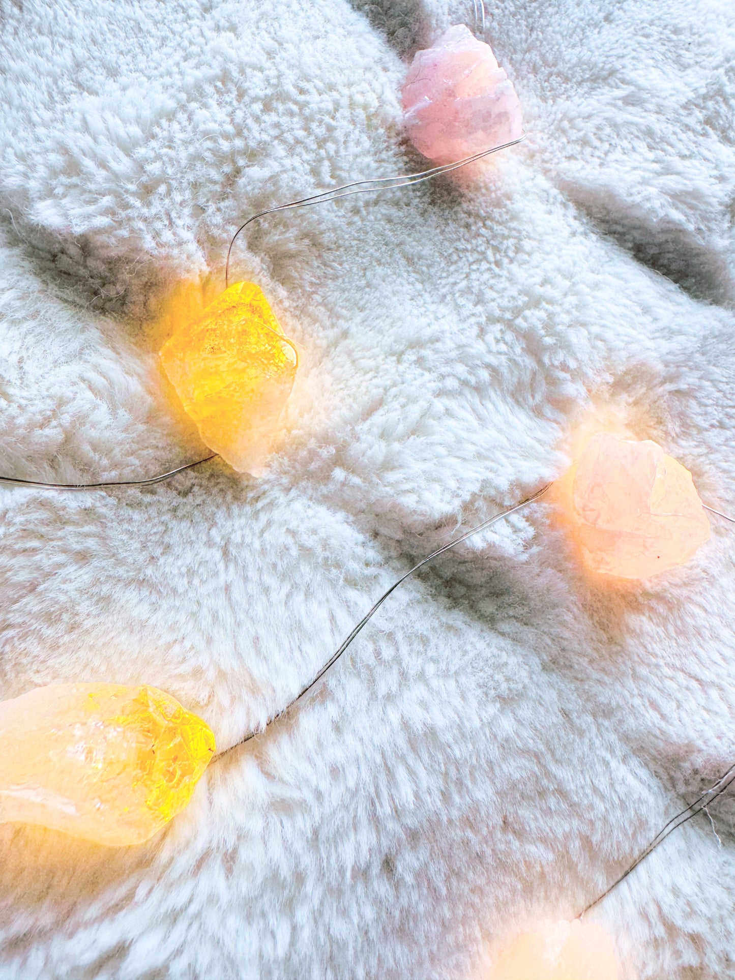 Rose Quartz & Citrine Crystal Fairy Lights 1.7M Warm light.