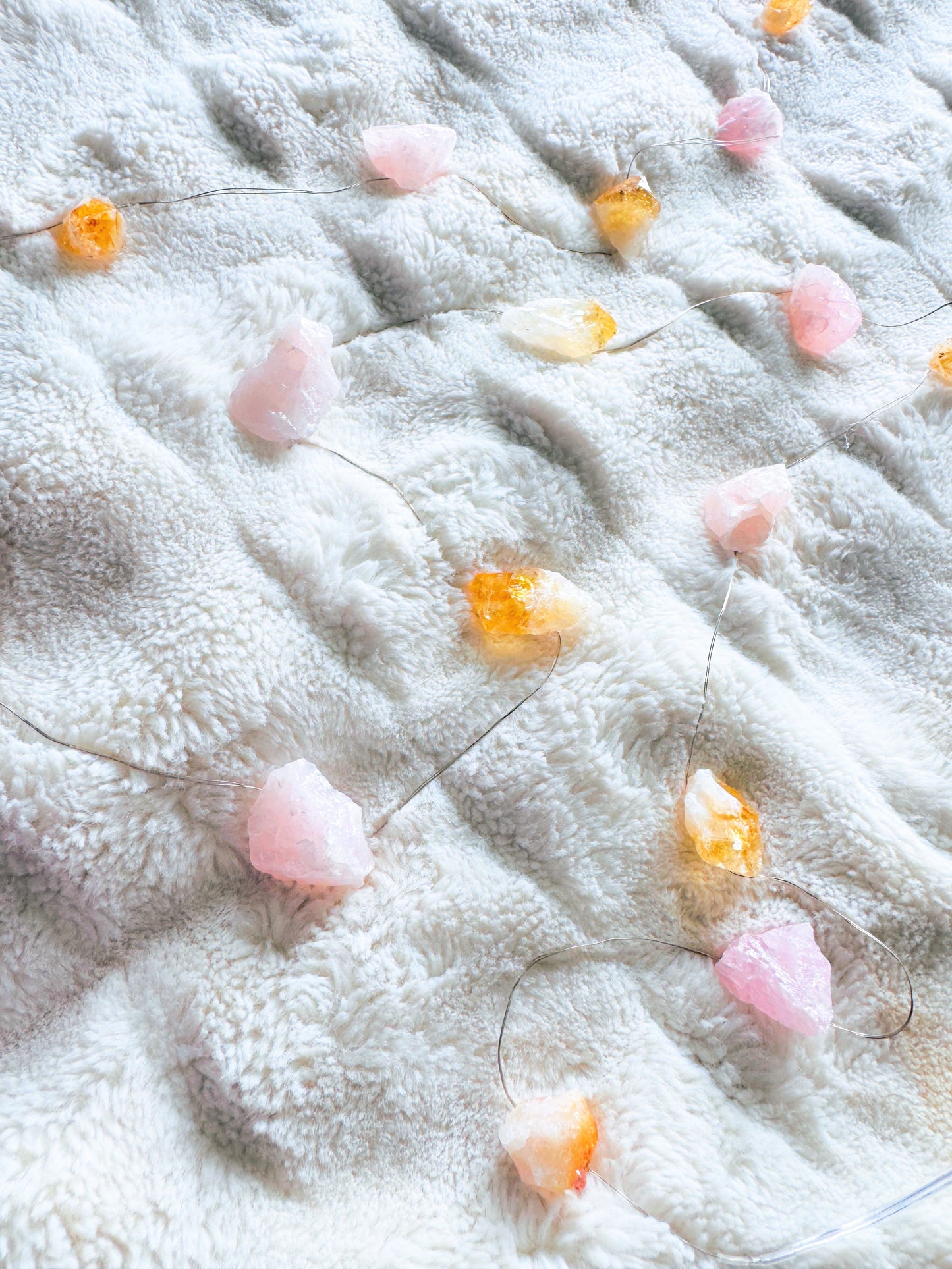 Rose Quartz & Citrine Crystal Fairy Lights 1.7M Warm light.