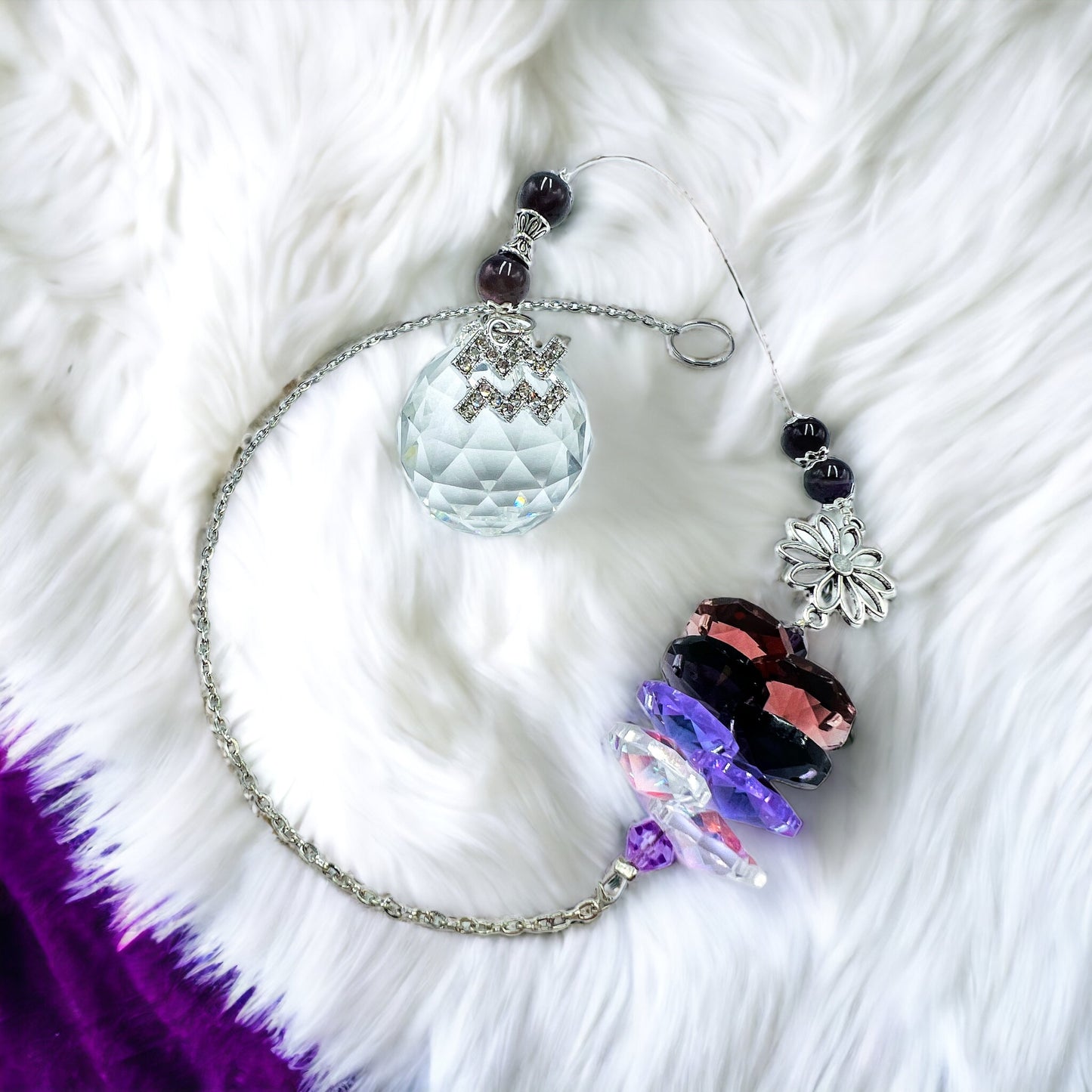 Flower Zodiac Sun Catcher with charm.