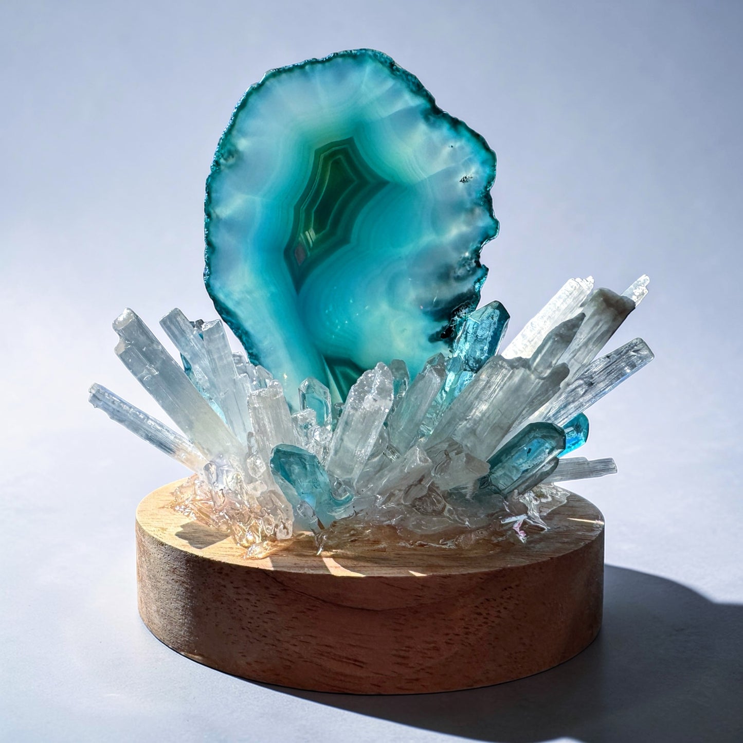 Crystal Cluster Lamp Turquoise Agate & Selenite