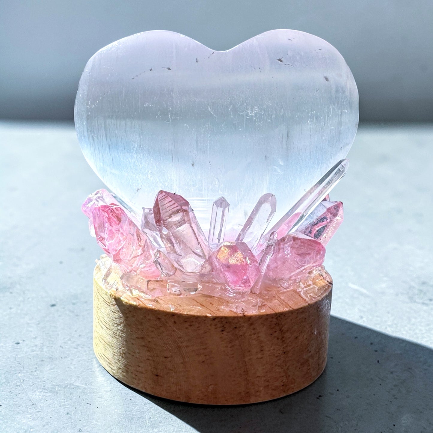 Crystal Cluster Lamp selenite Heart.
