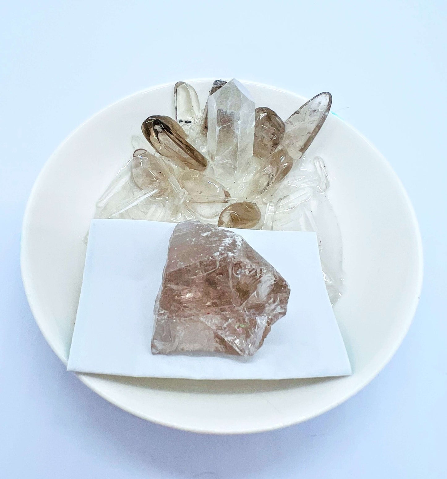 Smoky quartz crystal wish plate.