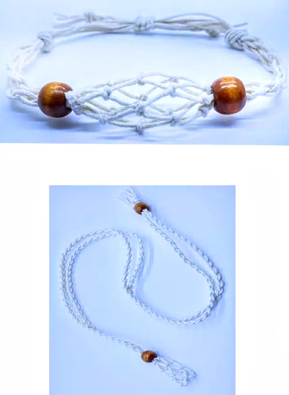 Macrame Net Necklace & Bracelet Set.