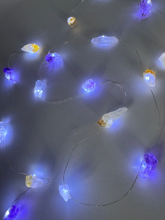 Clear Quartz Amethyst & Citrine Fairy Lights  2M Cool