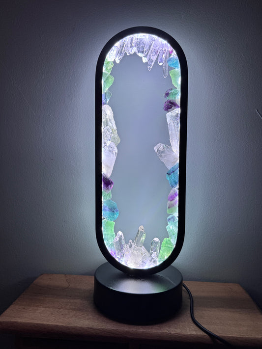 Fluorite & Clear Quartz  Lamp (resin coated)