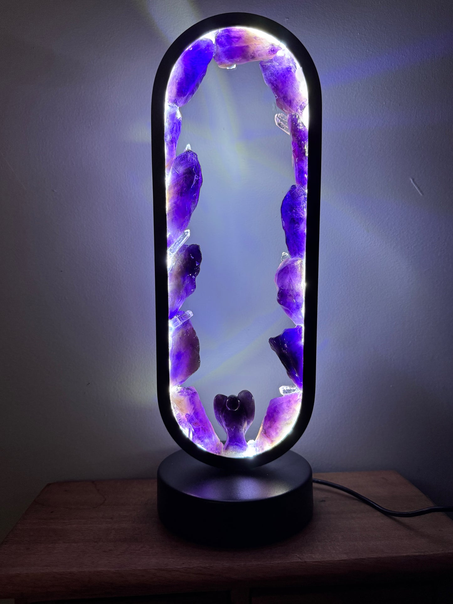 Amethyst Lamp With Angel ( resin coated)