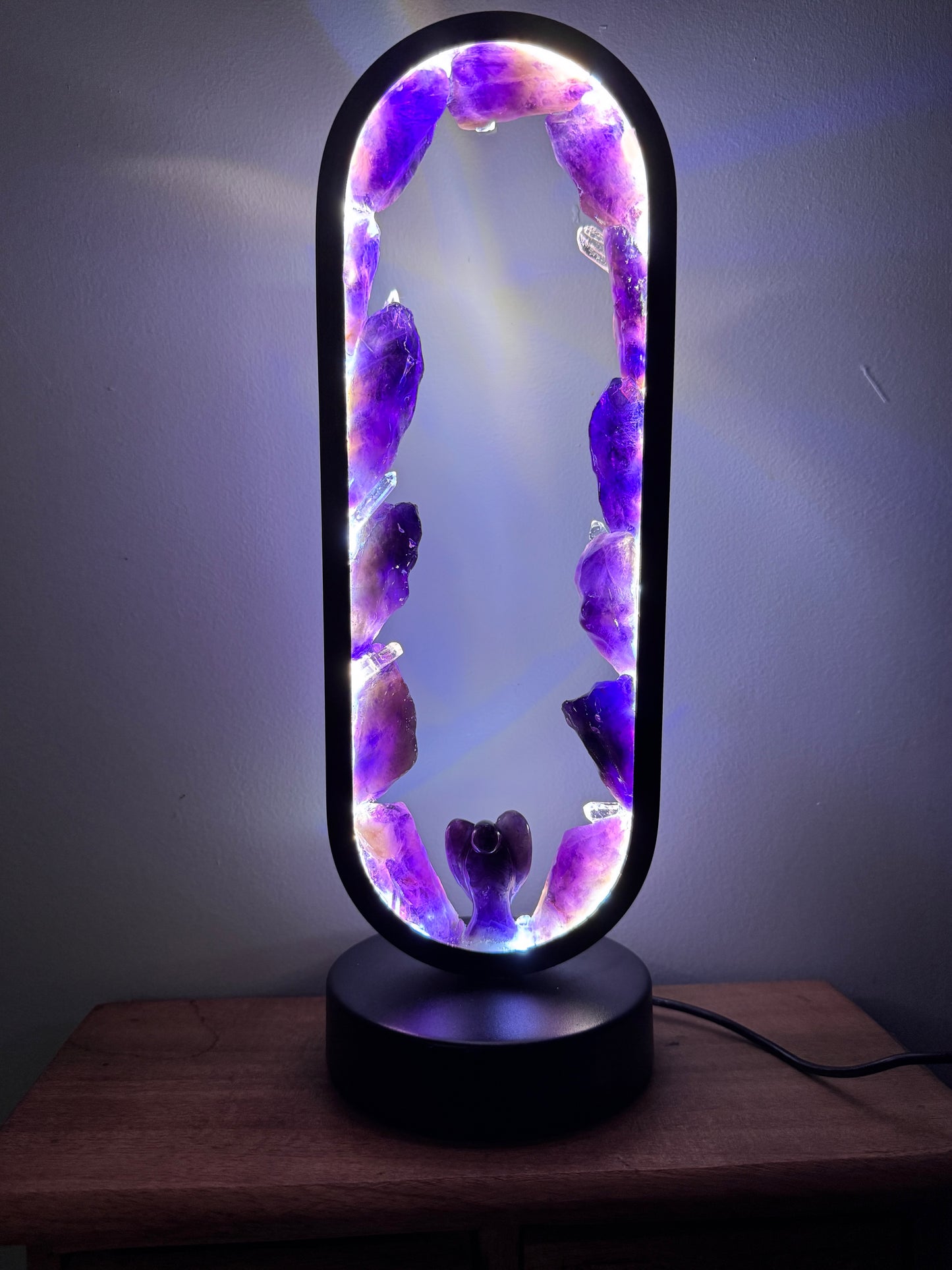 Amethyst Lamp With Angel ( resin coated)