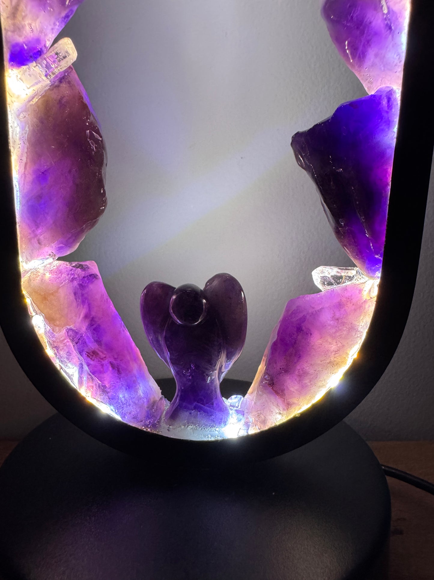 Amethyst Lamp With Angel ( resin coated)