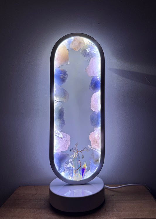 Rose Quartz & Blue Calcite Lamp #2 (resin coated)
