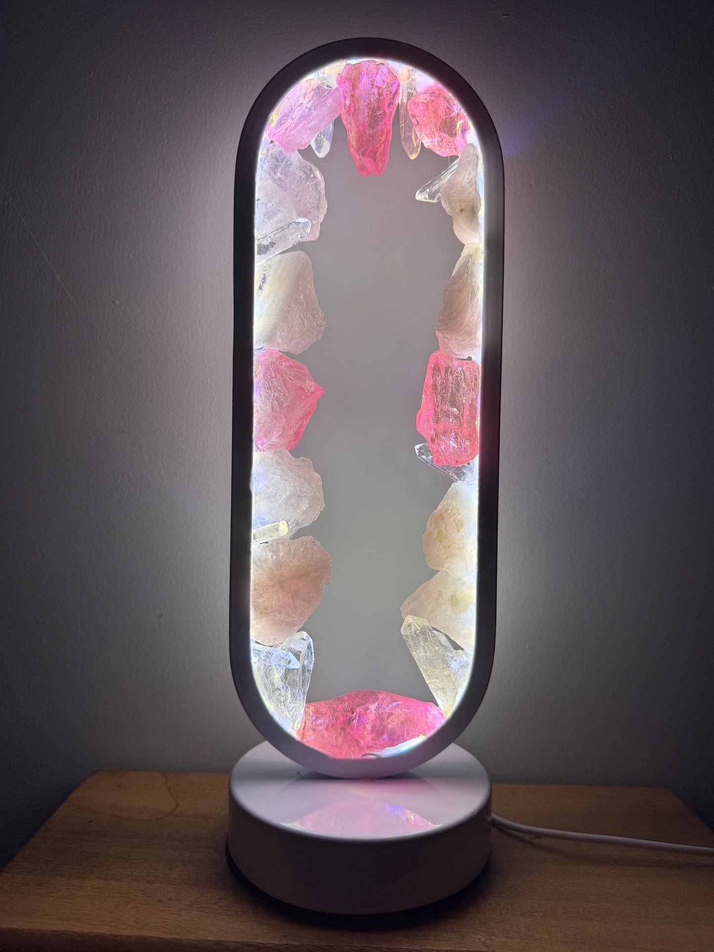 Rose Quartz & Pink Aura Quartz Lamp.(resin coated)