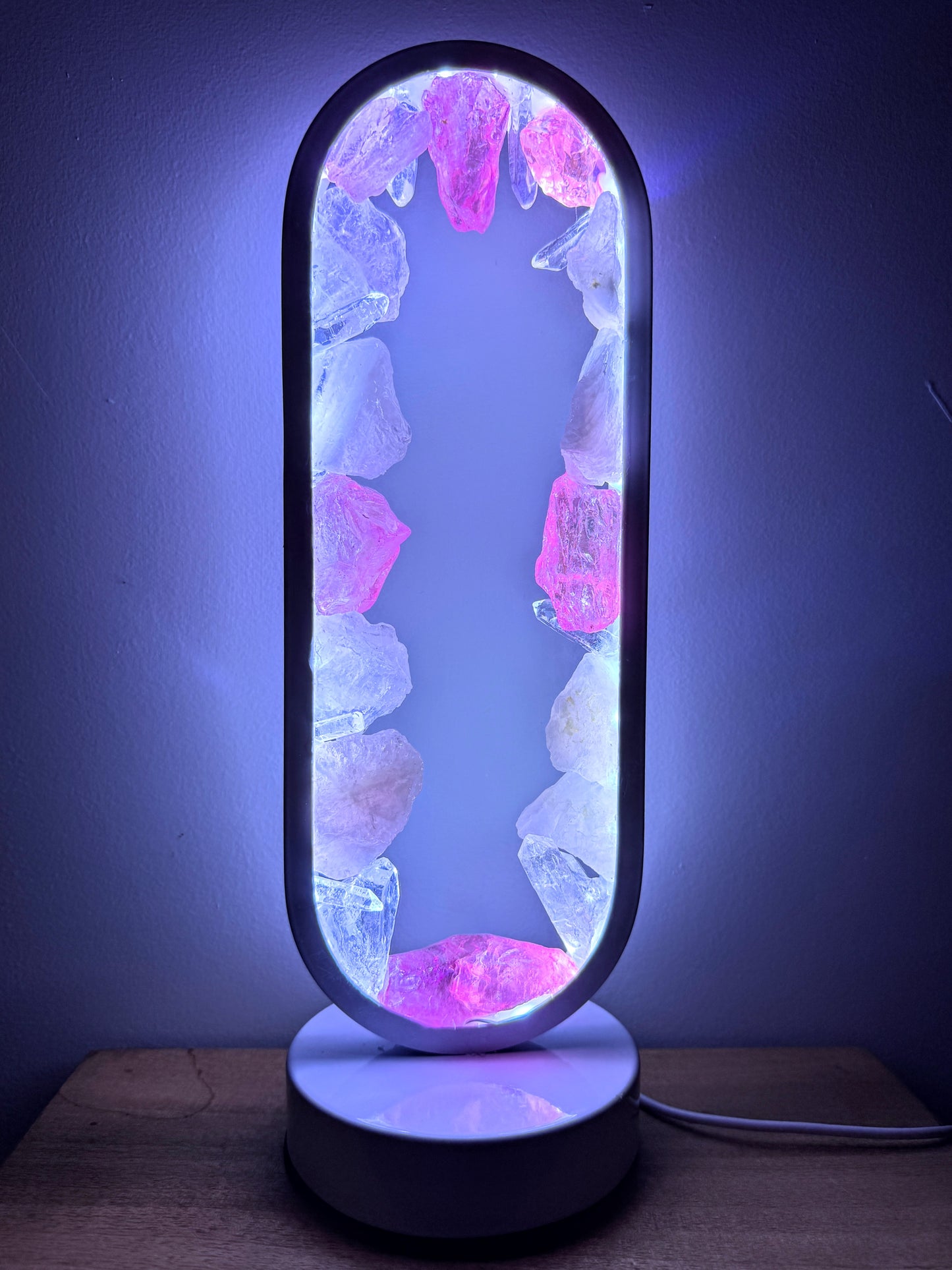 Rose Quartz & Pink Aura Quartz Lamp.(resin coated)
