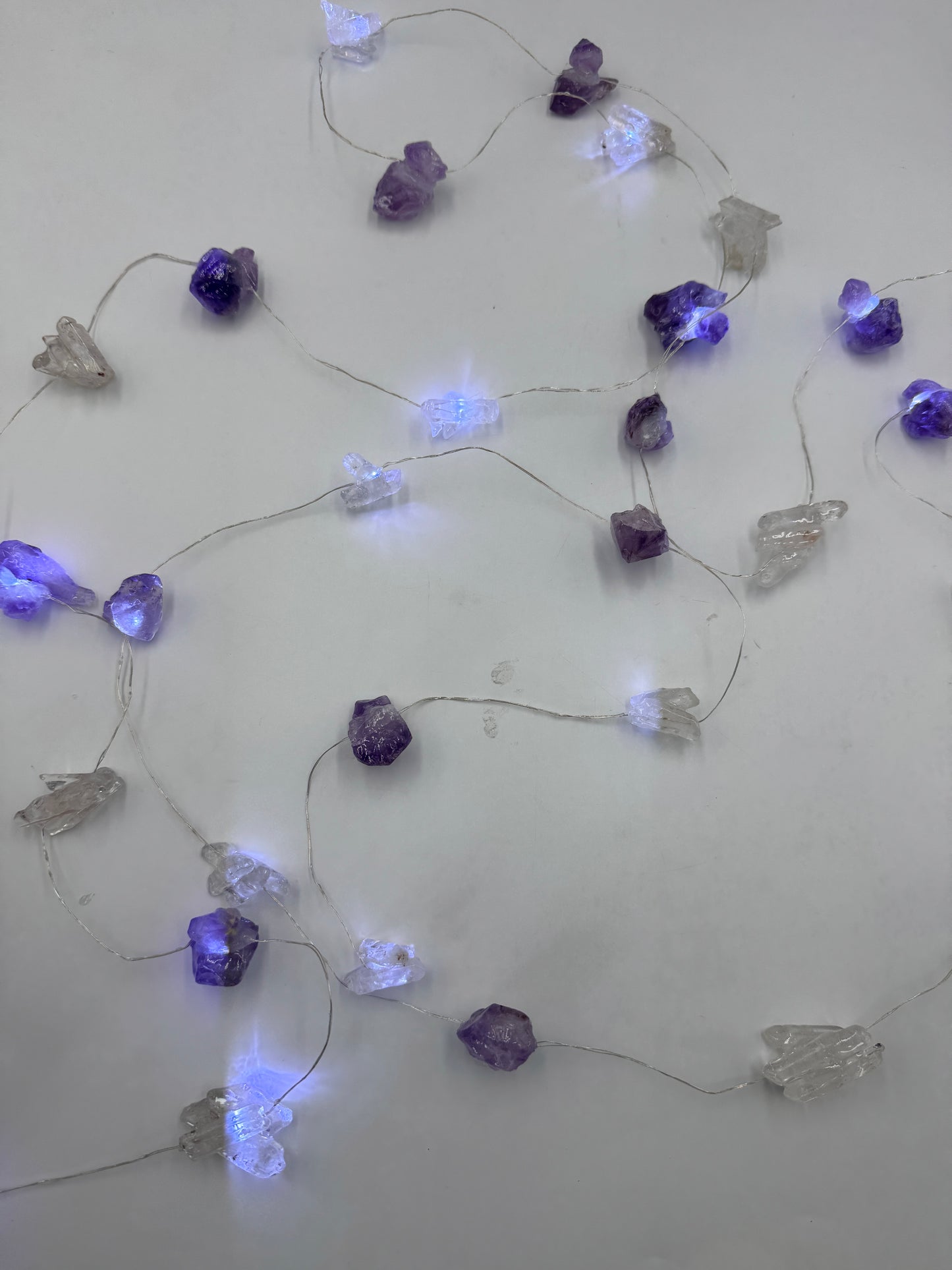 Crystal Fairy Lights Clear Quartz & Amethyst 3M