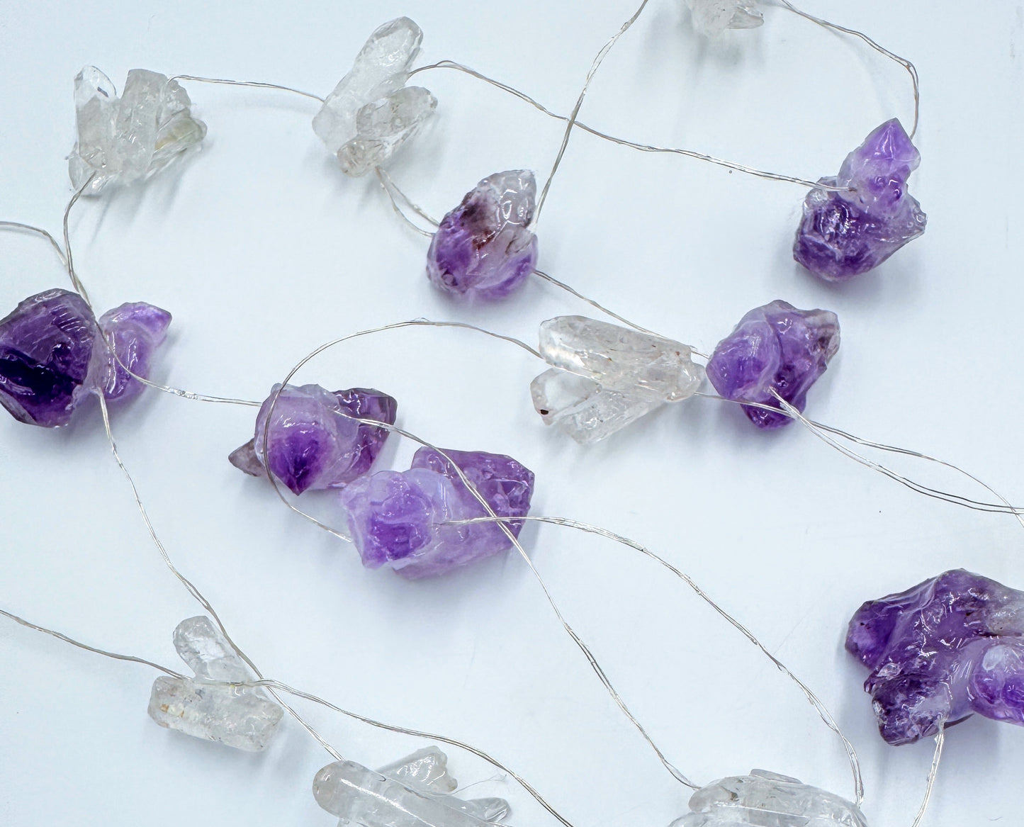 Crystal Fairy Lights Clear Quartz & Amethyst 3M