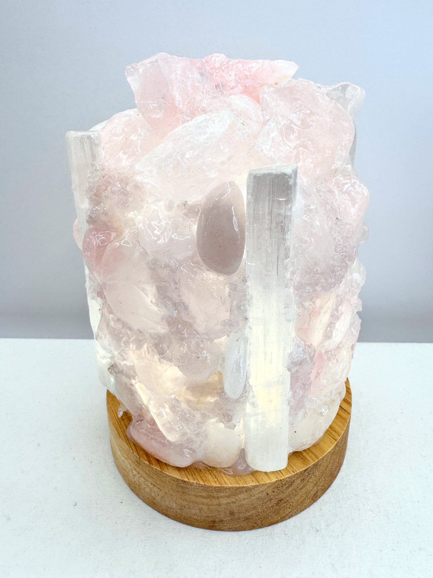 Rose Quartz/Selenite  Dome Lamp