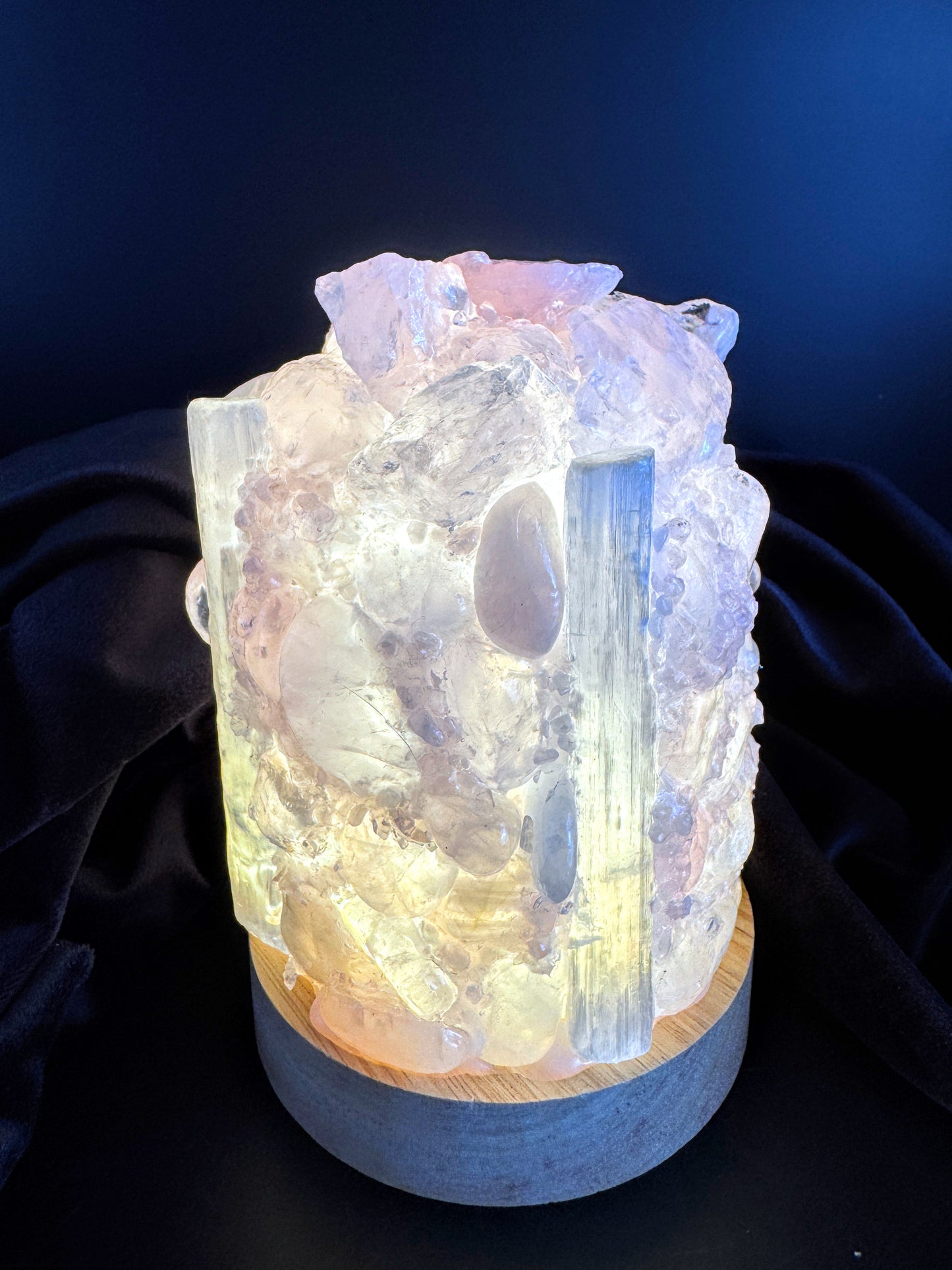 Rose Quartz/Selenite  Dome Lamp