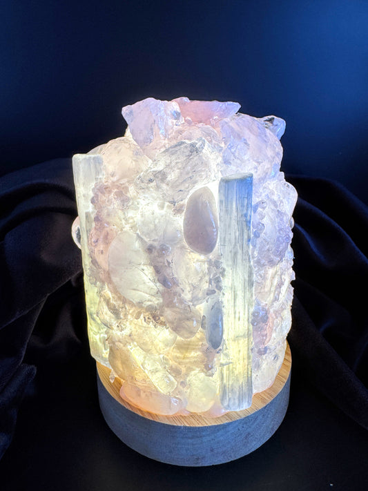 Rose Quartz/Selenite  Dome Lamp