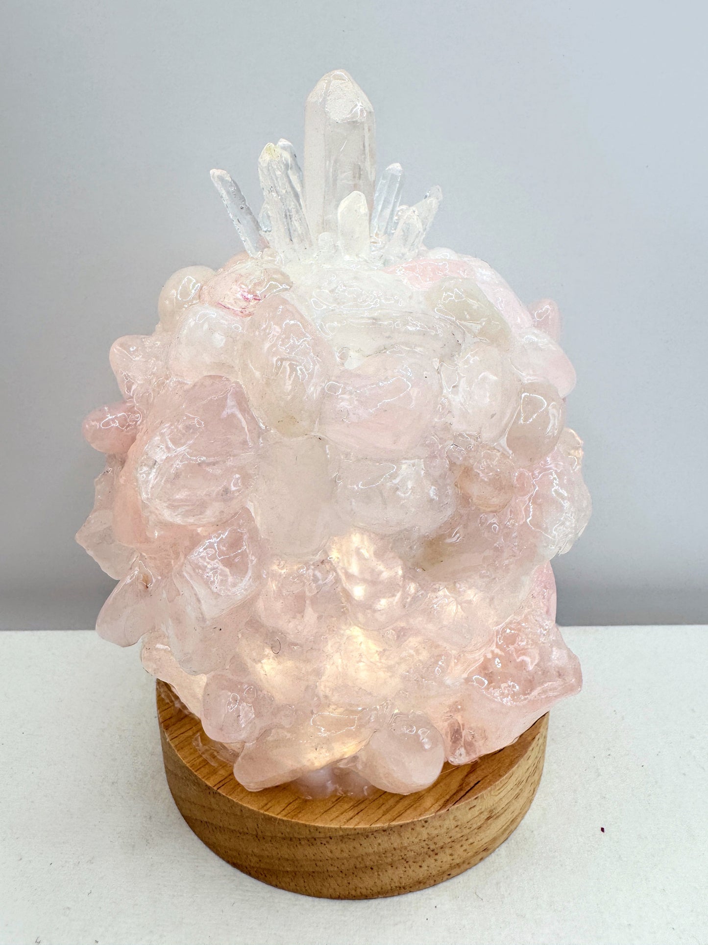 Rose Quarts/Clear Quartz Dome Lamp