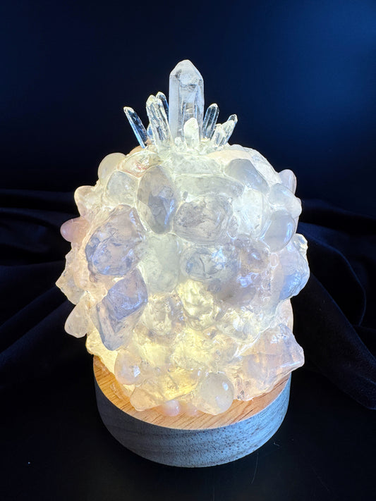 Rose Quarts/Clear Quartz Dome Lamp