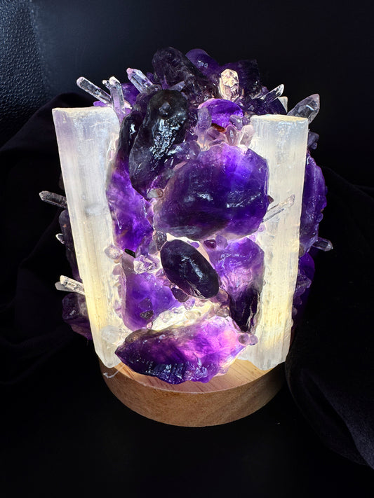 Amethyst/Selenite Dome Lamp