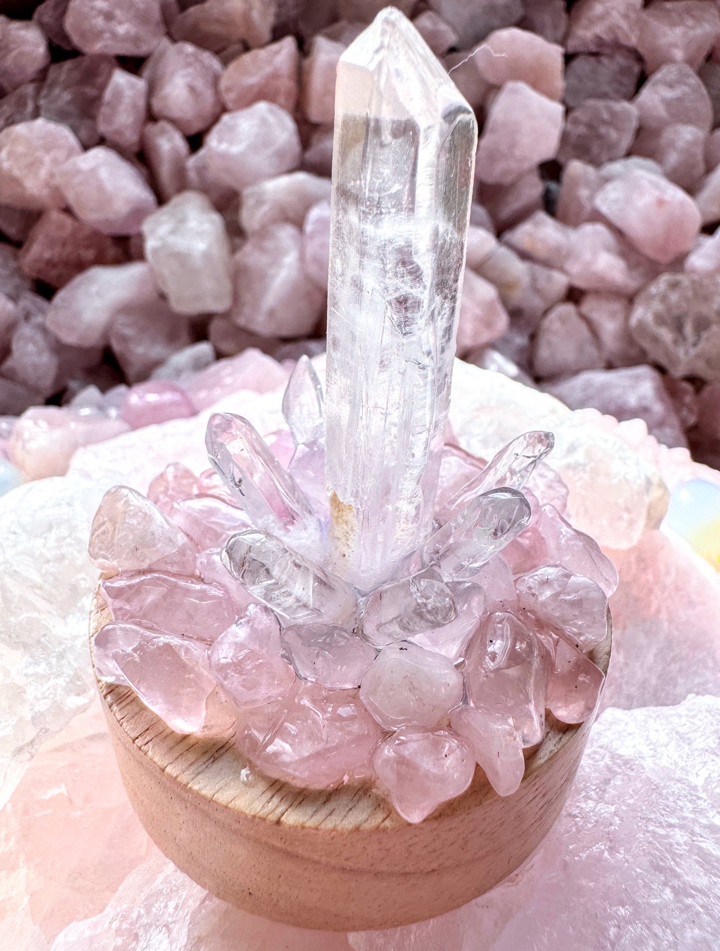 Crystal Cluster Lamp Rose Quartz & Clear Quartz Point Cluster Lamp SM