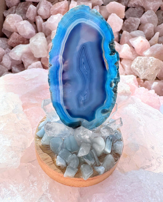 Crystal Lamp Blue Agate Cluster Lamp /SM