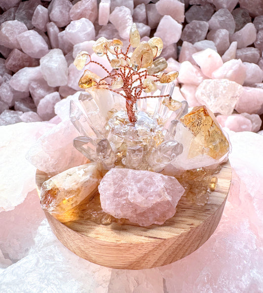 Citrine & Rose Quartz Cluster Lamp /LG