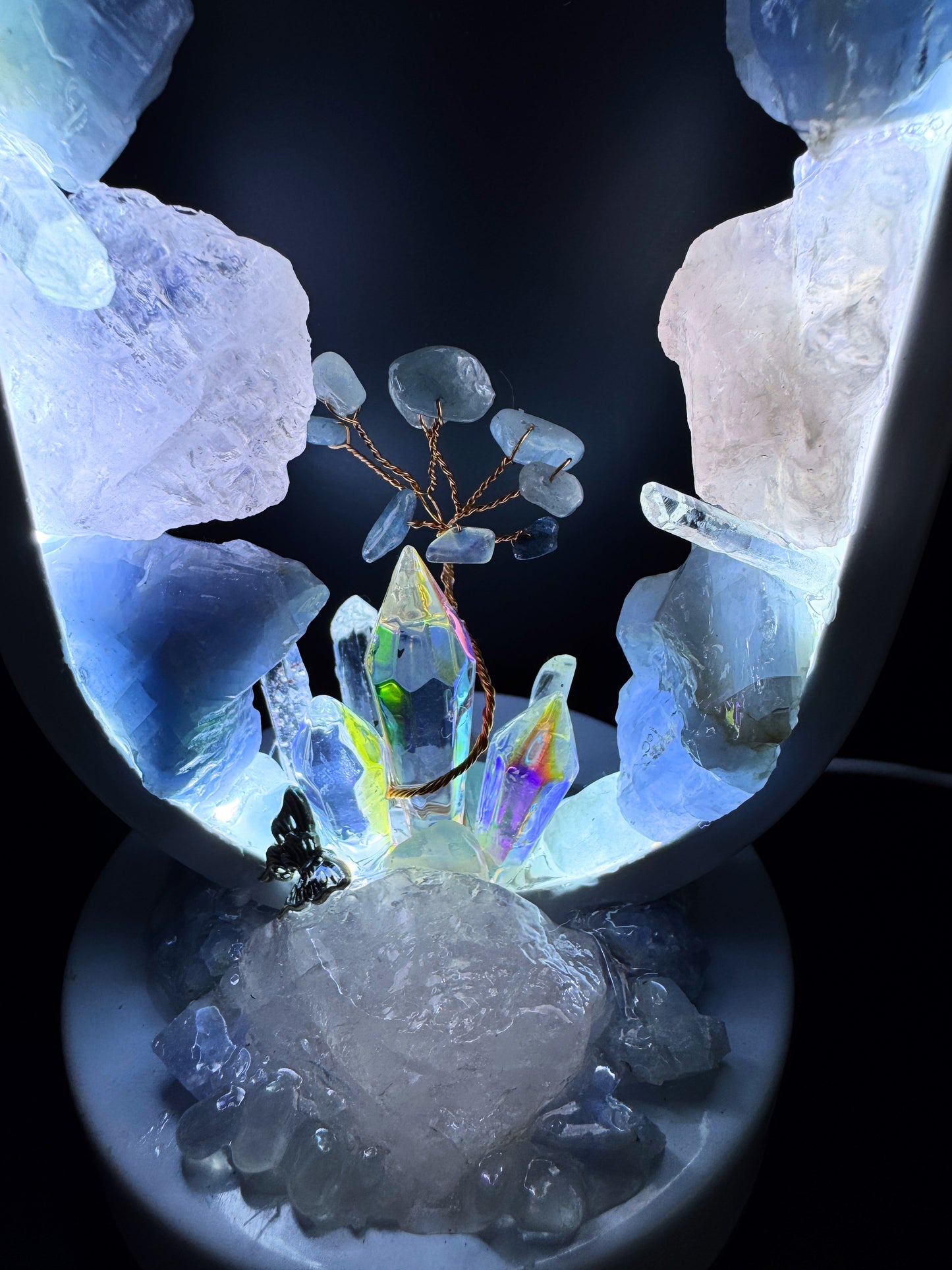 Blue Rose Portal Crystal Lamp