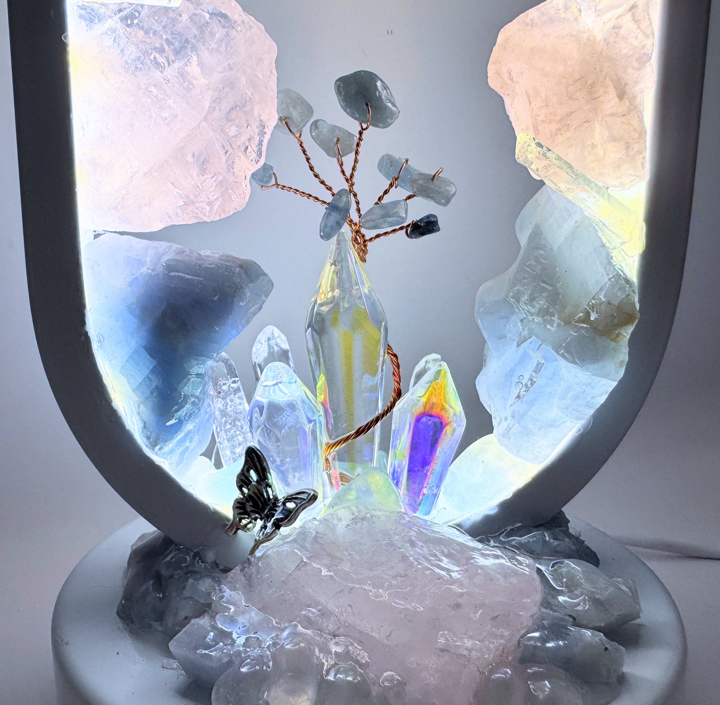 Blue Rose Portal Crystal Lamp