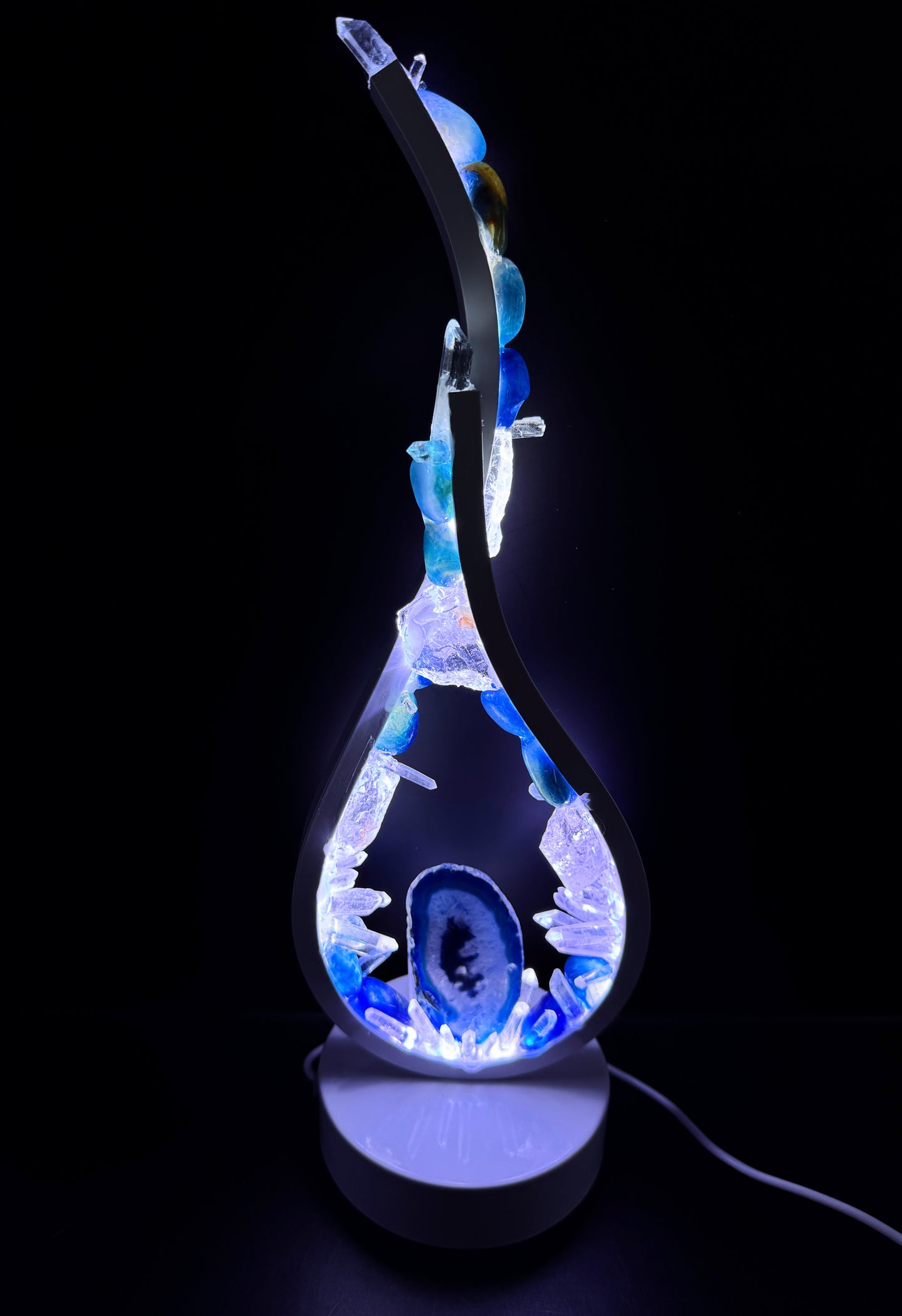 Blue Agate Flame Crystal Lamp.